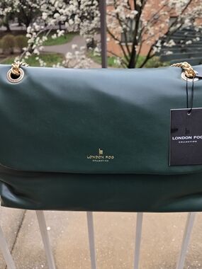 London Fog Deep Green Chain-Handle Shoulder Bag